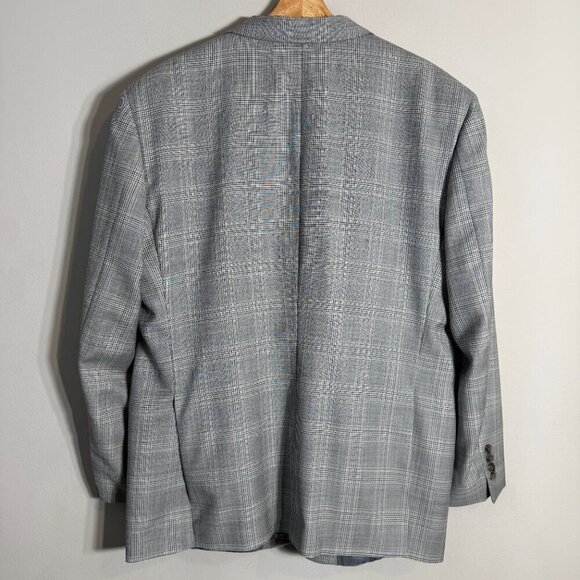 Joseph Abboud Fairway Plaid Wool Sport Coat Dinner Jacket Blazer Men's 46R Gray - Picture 9 of 14